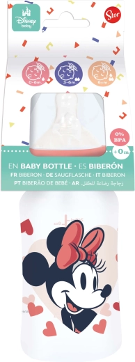 Butelka dla niemowląt MINNIE 240 ml z systemem antykolkowym