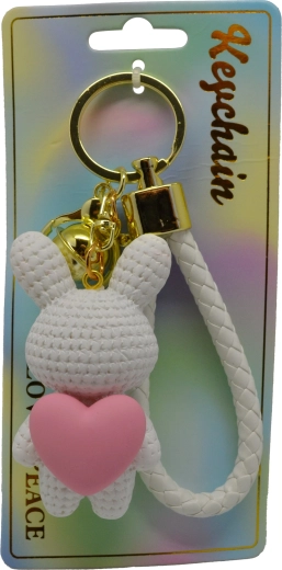 Brelok do kluczy – króliczek z sercem