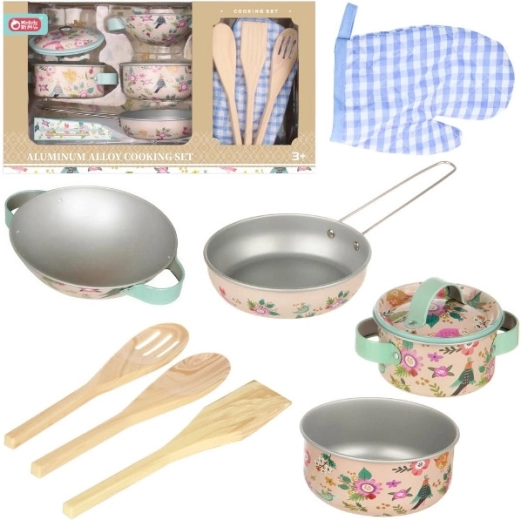 Metalowy zestaw kuchenny Vintage Floral dla dzieci