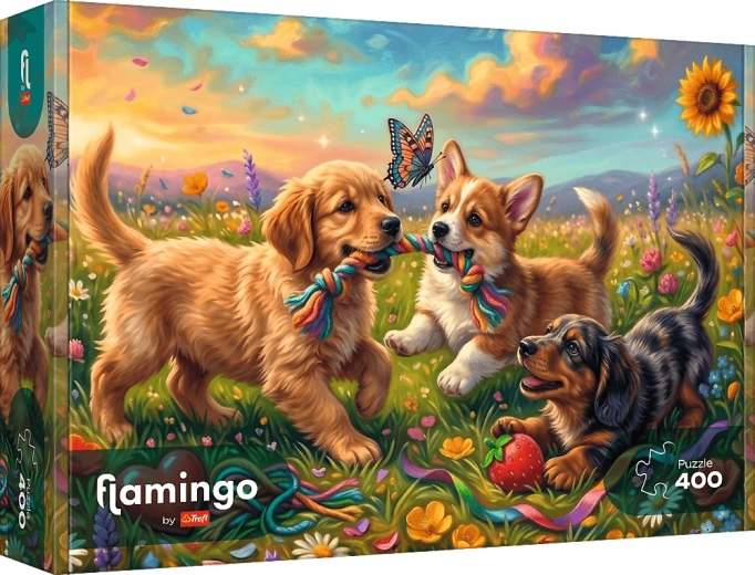 Puzzle Trefl Flamingo: Rozbrykane szczeniaki 400 elementów