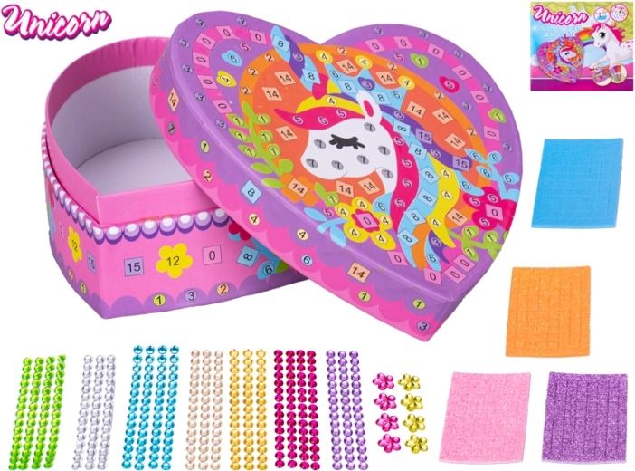 Jednorożec – zestaw do przyklejania kolorowych kamyczków na szkatułkę