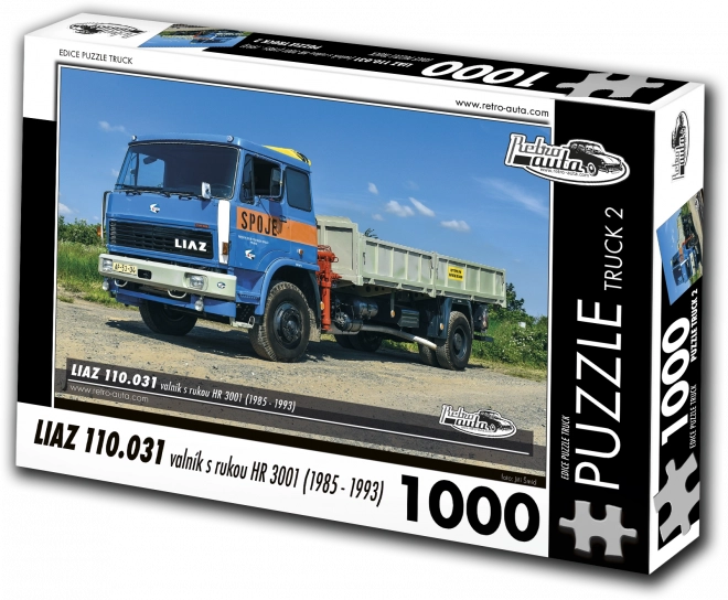 Puzzle Retro Auta Liaz 110.031 Skrzyniowy Valník z Żurawiem HR 3001, 1000 Elementów