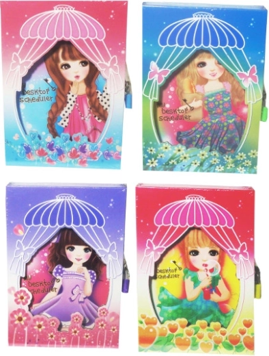 Kolorowy dziewczęcy pamiętnik z zamkiem w twardej oprawie