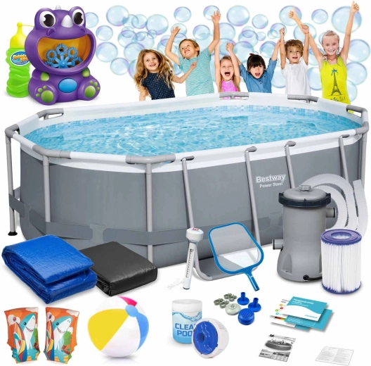 Ogrodowy basen stelażowy 305 × 200 × 84 cm Bestway z akcesoriami
