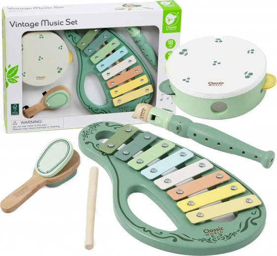Drewniany vintage zestaw instrumentów muzycznych CLASSIC WORLD, 18m+