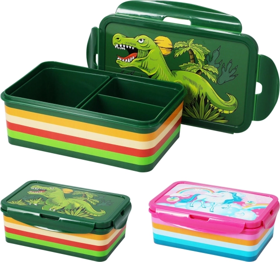 Dzielony pojemnik śniadaniowy z zamknięciem na klik, z silikonową uszczelką, 21 × 14 cm