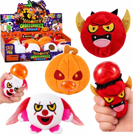 Halloweenowa pluszowa antystresowa zabawka do ściskania z brokatem - 1 sztuka