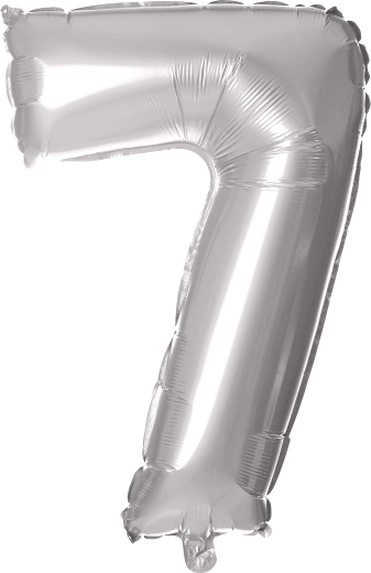 Balon foliowy cyfra 7 srebrny 30 cm TORO
