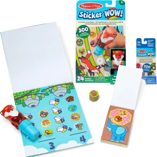 Melissa & Doug Sticker Wow! lis – stempel z naklejkami i książeczki z aktywnościami