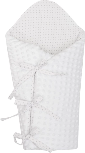 Luksusowa wiązana rożek/otulacz z minky NEW BABY biały 75 × 75 cm