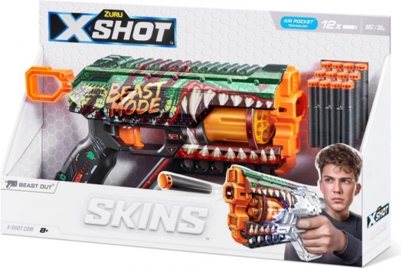 X-Shot Skins Griefer Beast Mode – pistolet na piankowe strzałki, 12 strzałek