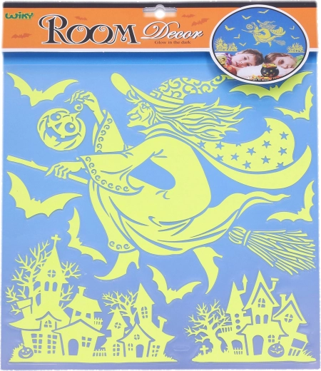 Świecące naklejki na ścianę Czarownica Halloween 38 × 31 cm