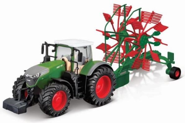 Bburago 10 cm Farm Traktor na napęd z naciągiem z przyczepą Fendt 1050 Vario