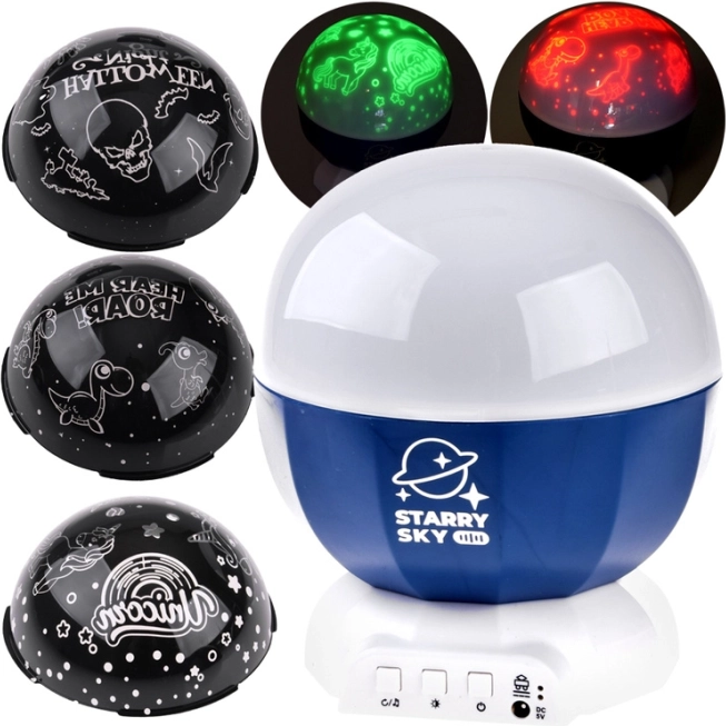 Projektor gwiaździstego nieba z motywami dinozaurów i Halloween