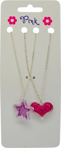 Naszyjniki z zawieszkami serce i gwiazda, zestaw 2 szt.