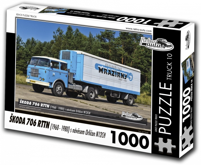 Retro-auta puzzle Škoda 706 RTTN z naczepą Orličan N12CH 1000 elementów