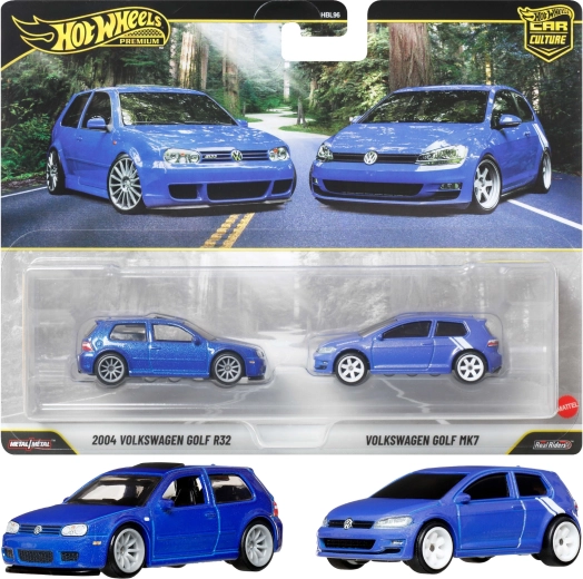 Hot Wheels Premium zestaw 2 aut Volkswagen Golf R32 (2004) i Golf MK7