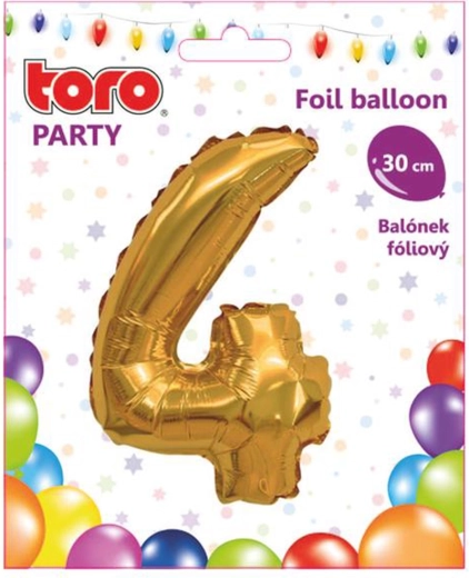 Balon foliowy cyfra 4 30 cm złoty TORO