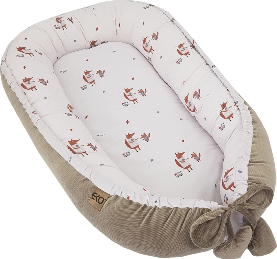 EKO gniazdko dla niemowląt z bawełny i velvetu Fox 90 × 60 cm