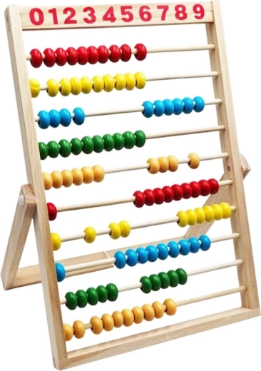 Drewniane liczydło ze stojakiem