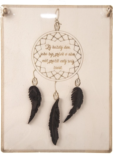 Drewniana tabliczka z motywacyjnym napisem „Żyj każdym…” 20 × 27 cm