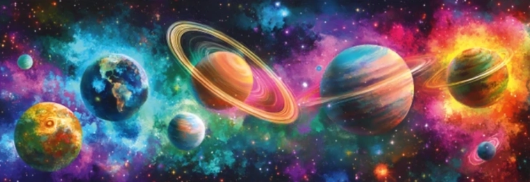 Panoramiczne puzzle Kolorowe planety 150 elementów DINO
