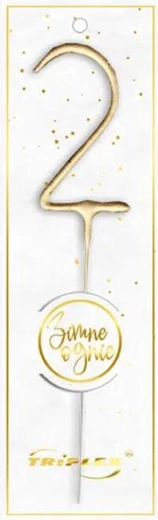 Zimny ogień cyfra 2, 16,5 cm, złoty
