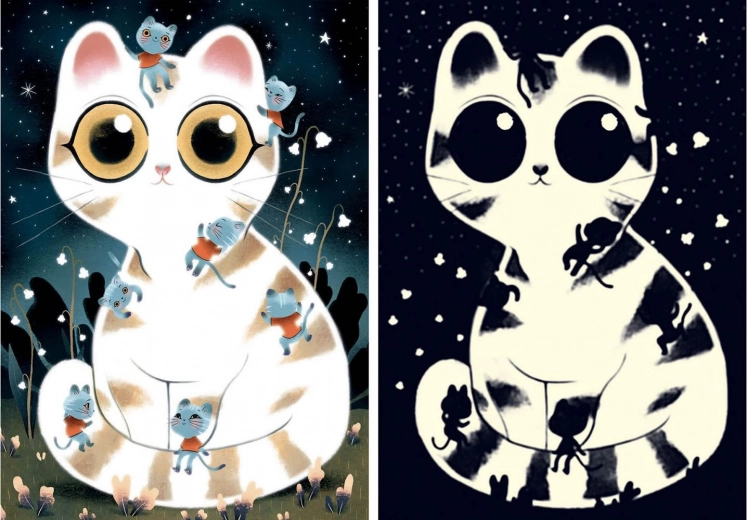 DJECO Świecące puzzle Przytulne kotki 50 elementów