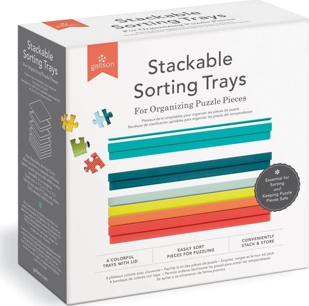 Galison sorter do puzzli, zestaw 6 sztaplowanych misek z pokrywką
