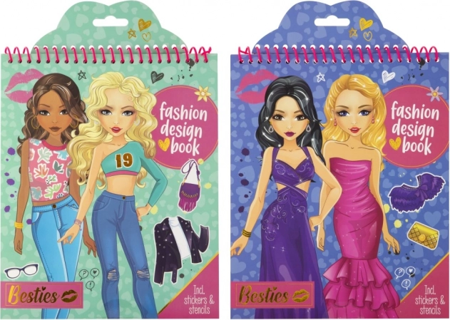 Projektancka modowa książka Besties z naklejkami i szablonami