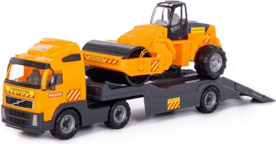 Volvo Ciężarówka z naczepą + walec drogowy