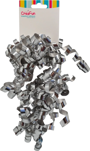 Metaliczna kokarda prezentowa srebrna 6 mm, 2 szt.