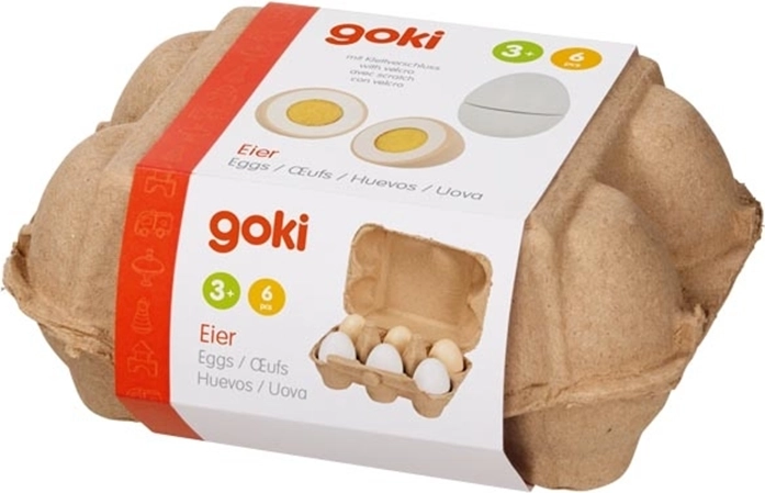 Goki drewniane jajka w wytłaczance (6 szt.)