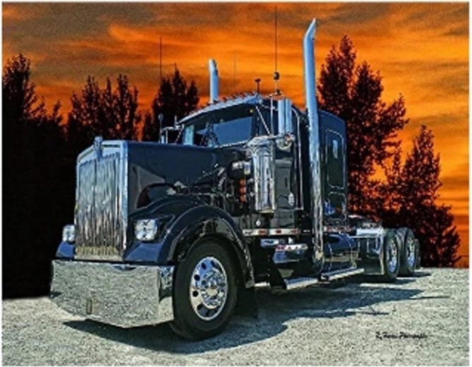 Malowanie diamentowe – ciężarówka o zachodzie słońca 30 × 40 cm