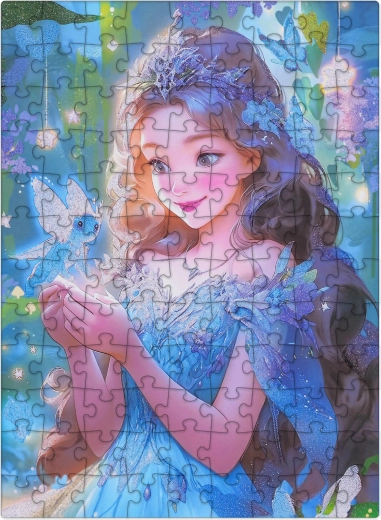 Puzzle Niebieska wróżka z brokatem, 100 elementów
