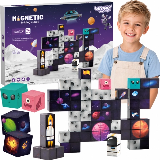 Magnetyczne klocki konstrukcyjne kosmos WOOPIE (74 elementy)