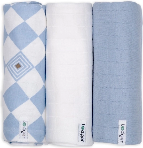 Otulacze Lodger z bawełny organicznej Blue fogg, 70 × 70 cm (3 szt.)