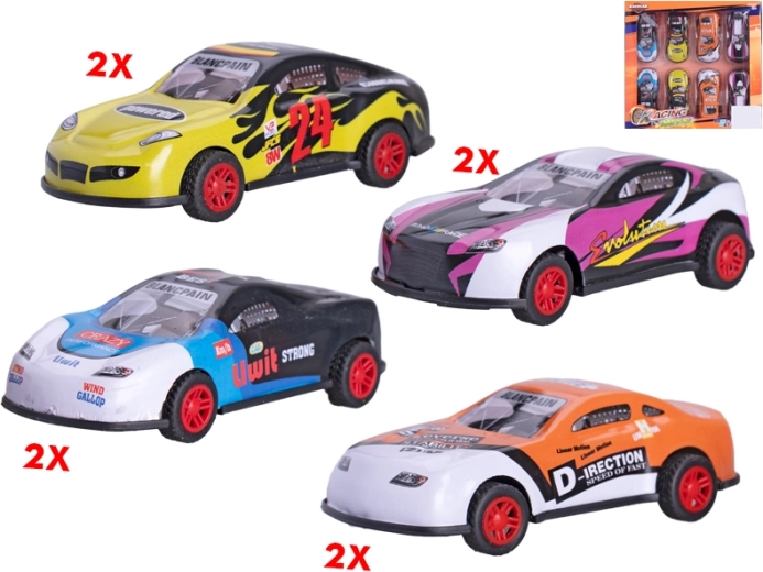 Zestaw sportowych autek z napędem typu pull-back 8,5 cm, 8 szt.