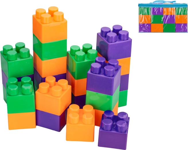 Klocki konstrukcyjne 9 cm, 24 szt. w torbie