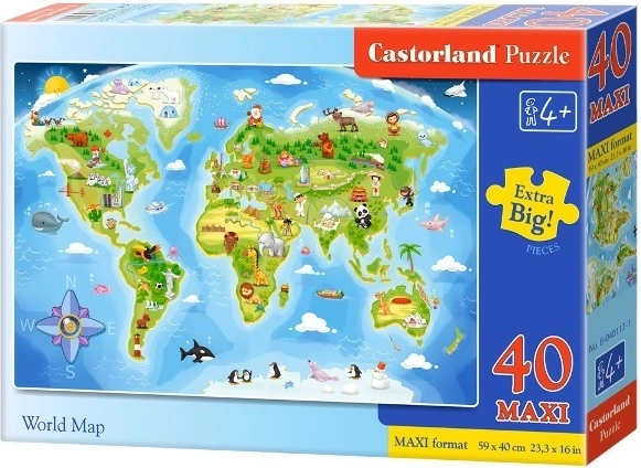 Castorland puzzle – obrazkowa mapa świata MAXI 40 elementów