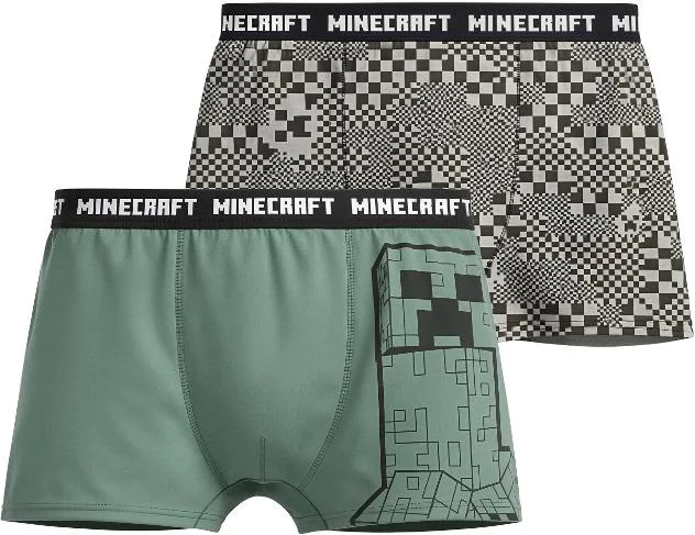 Minecraft chłopięce bokserki zielono-szare (duopak 2 szt.)