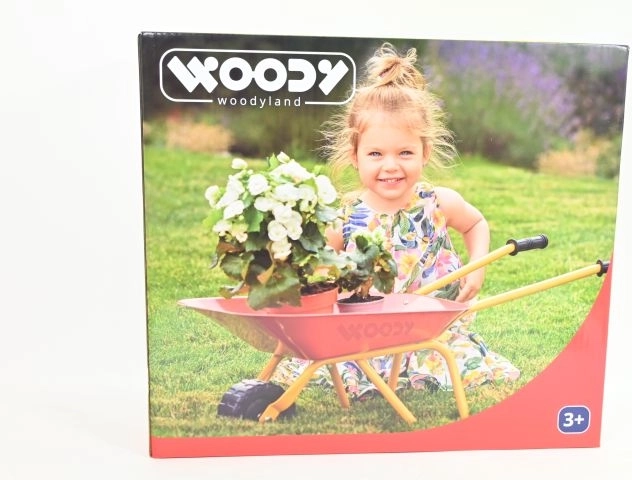 Woody dziecięca metalowa taczka ogrodowa czerwona 77 cm