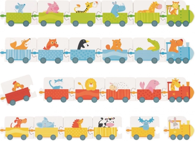 Goki Puzzle Gra Pociągi z Kostkami
