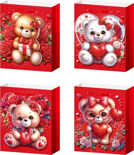 Torba prezentowa L miś z różami