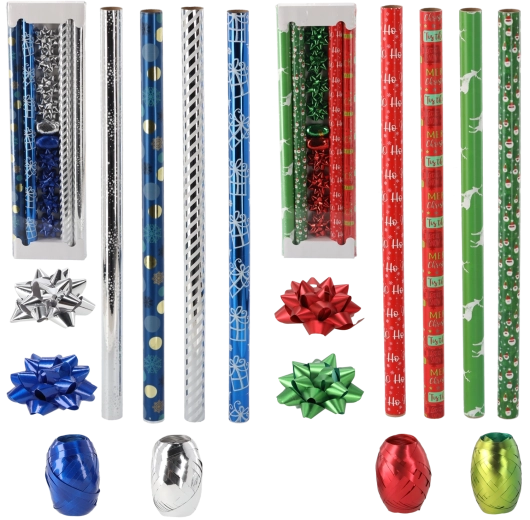 Świąteczny zestaw do pakowania prezentów 70 × 200 cm nowoczesny miks wzorów