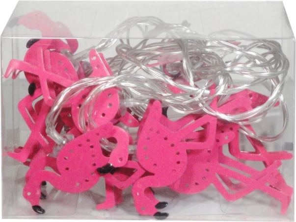 Kolorowe metalowe łańcuchy świetlne w kształcie flamingów