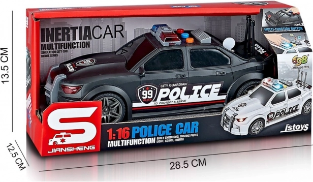 policyjny samochód ze świetlnymi i dźwiękowymi efektami