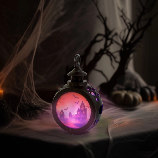 Halloweenowa wisząca dekoracja LED – zamek