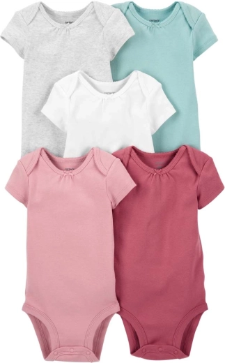 Carter’s dziewczęce bawełniane body z krótkim rękawem 5 szt., rozmiar 56