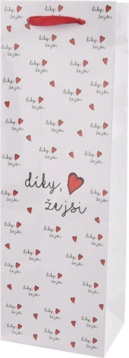 Papierowa torba prezentowa na wino „Dzięki, że jesteś” 12 × 9 × 36 cm